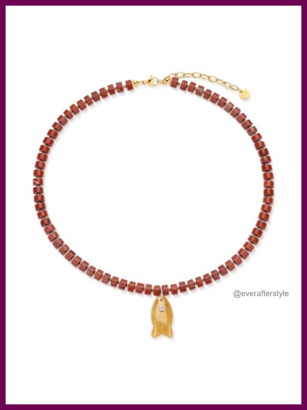 Beaded Necklace for Women Fish Pendant Jasper Heishi Chain
